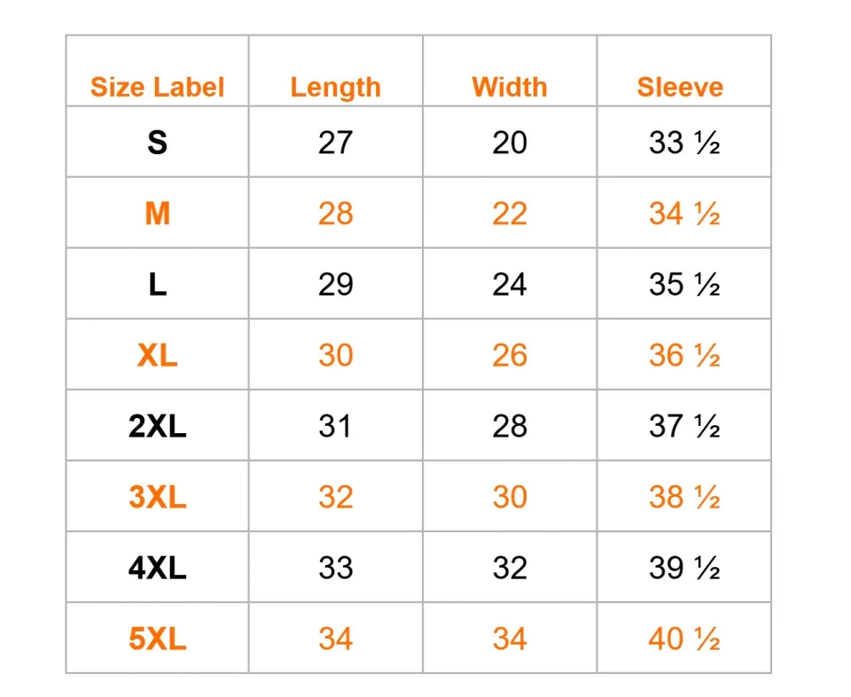 sweatshirt size guide